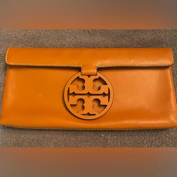 Tory Burch | Bags | Tory Burch Orange Leather Clutch | Poshmark display picture 2